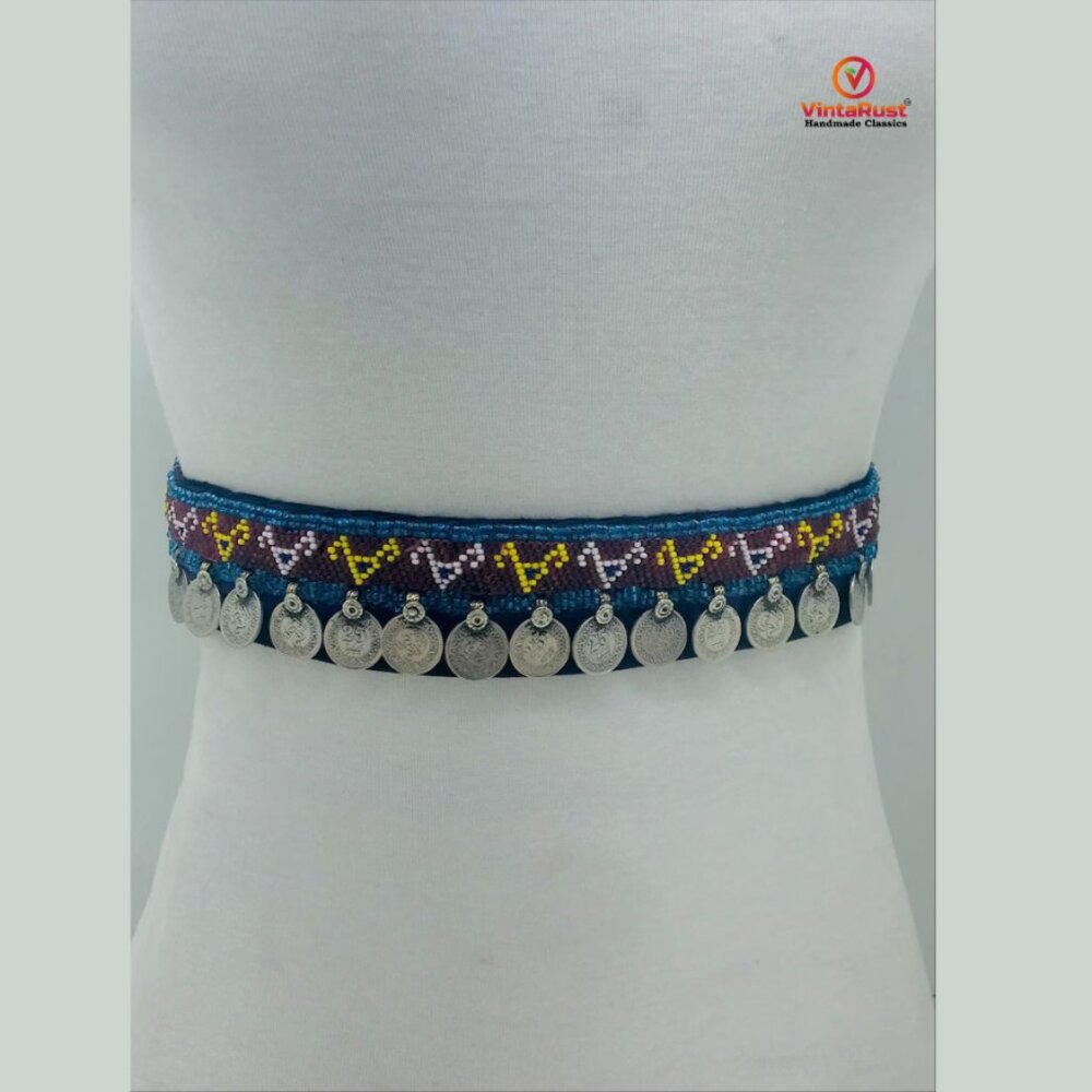 Vintage Tribal Belly Dance Belt: Multicolor Beaded Coin Belt - Picture 6 of 11